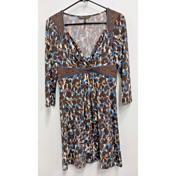 Vintage Y2K BCBGMaxazria Babydoll Dress Womens Small Brown Abstract Coquette - Picture 1 of 9